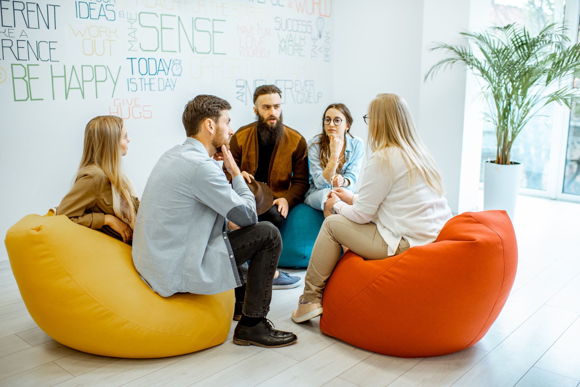 Group of people during the psychological therapy indoors